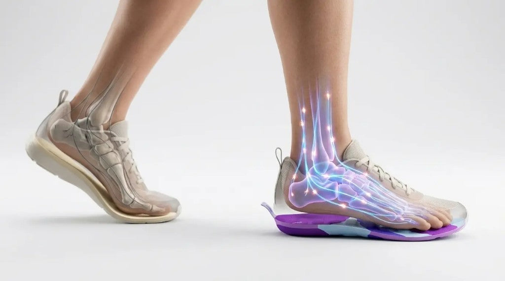 RegenRx Flex Points compared with a flat foam insole